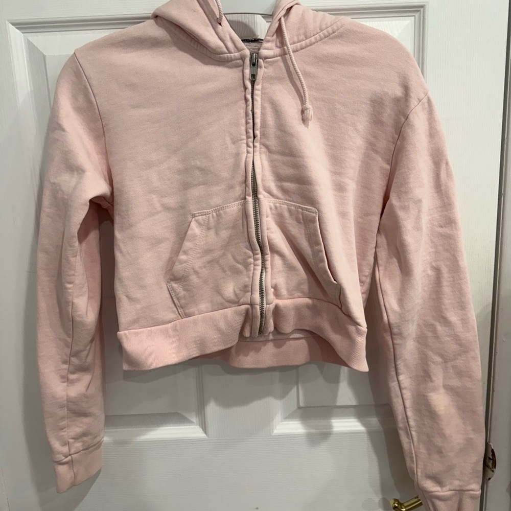 Pink Cropped Hoodie